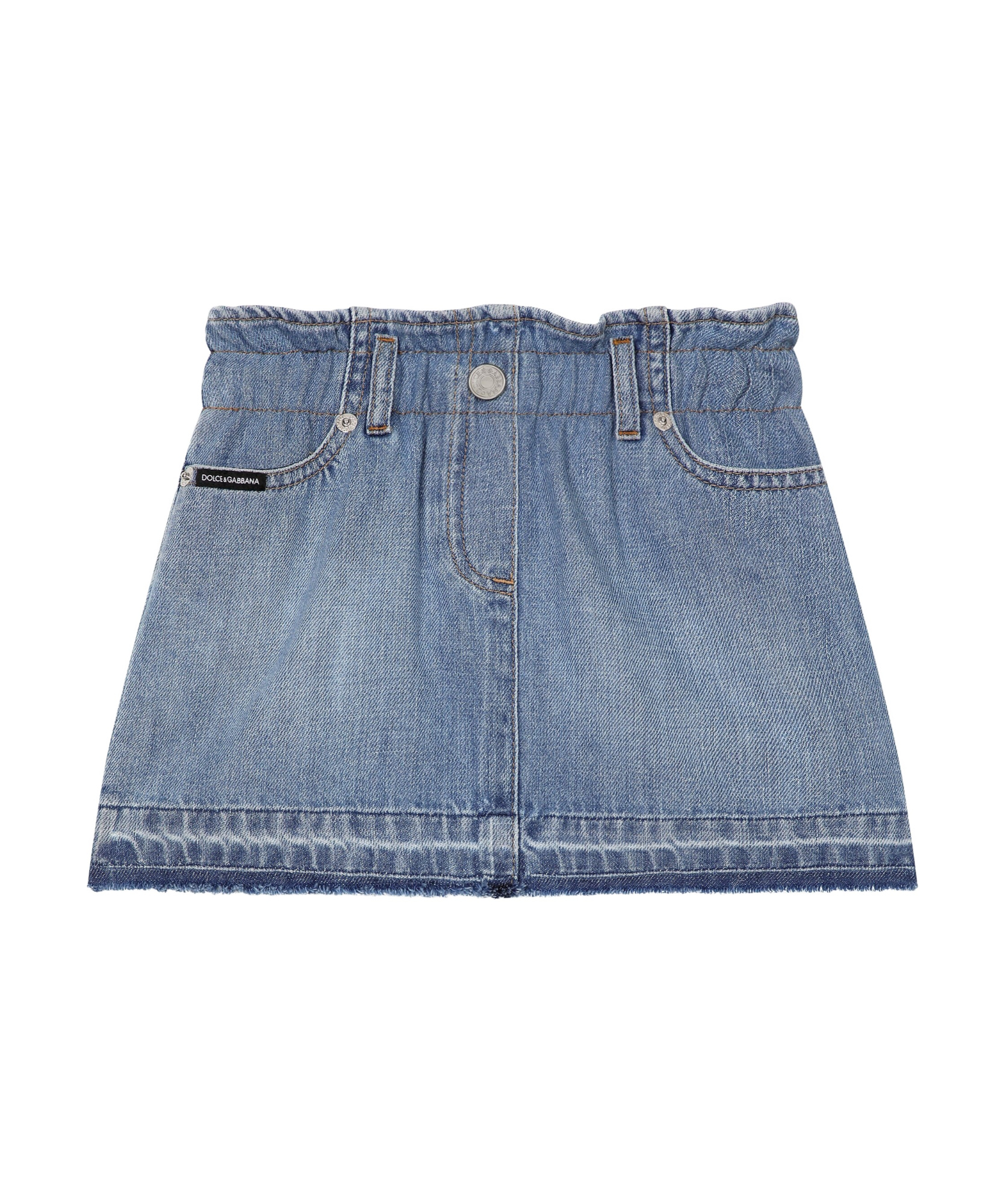 Shop Dolce & Gabbana Logo-plaque Denim Skirt In Blue