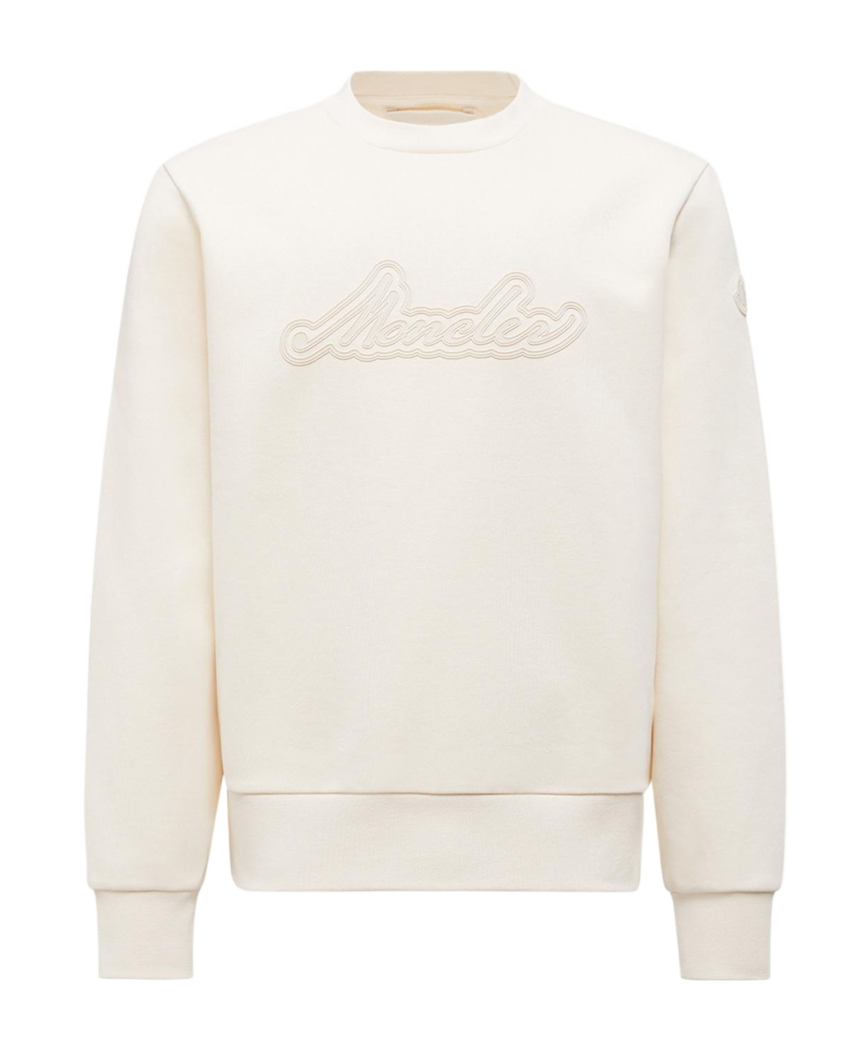Moncler Cursive Logo Cotton Sweatshirt In White