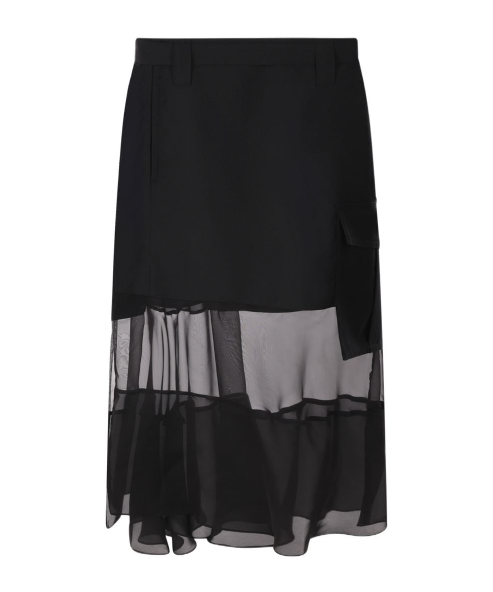 Sacai Asymmetric Tule Skirt In Black