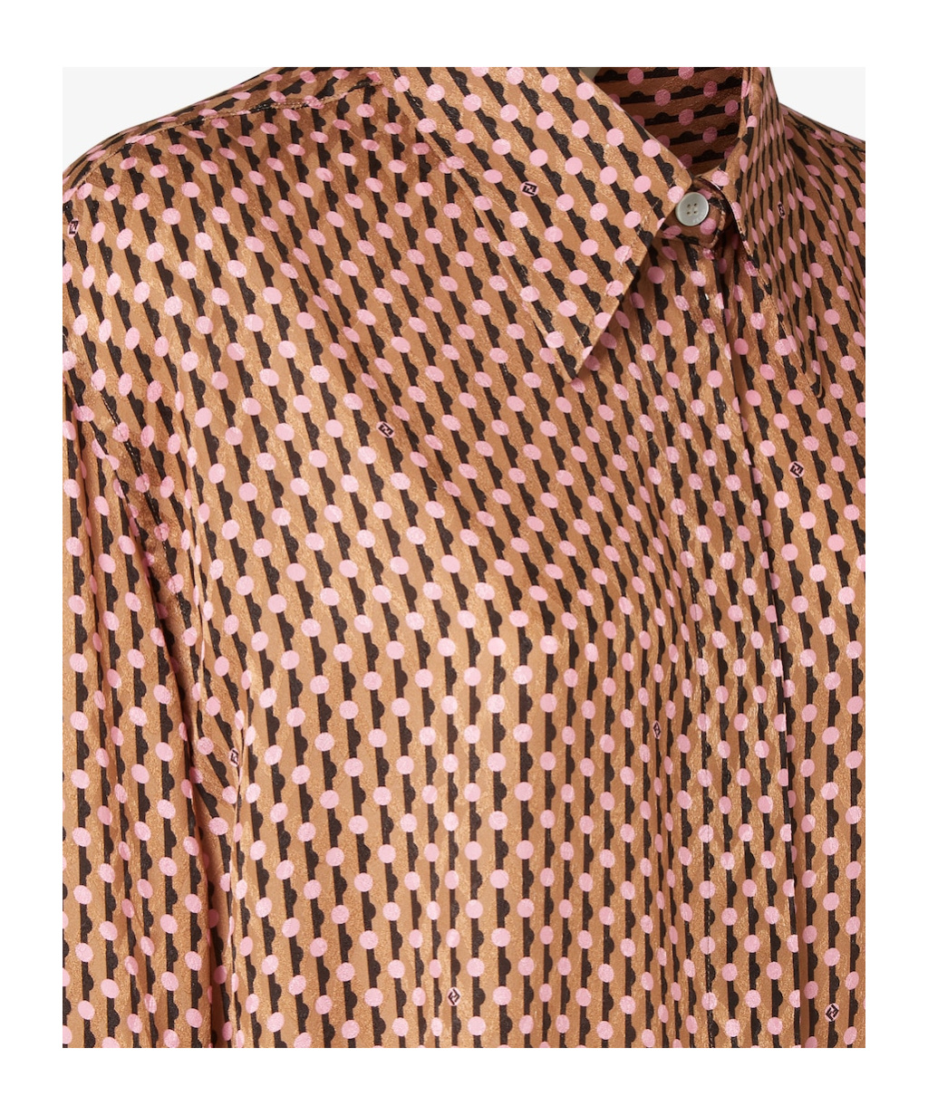 Fendi Micro Dots Long Sleeve Silk Shirt Shirts Multicolor In Multi