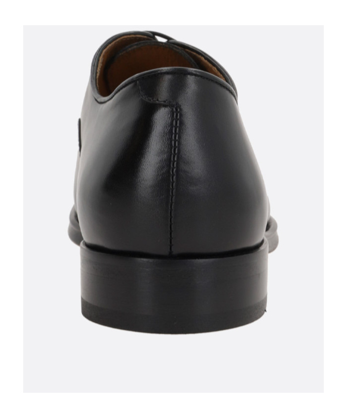 Doucal's Blue Oxford Shoes In Brushed Leather With Toe Cap In Black