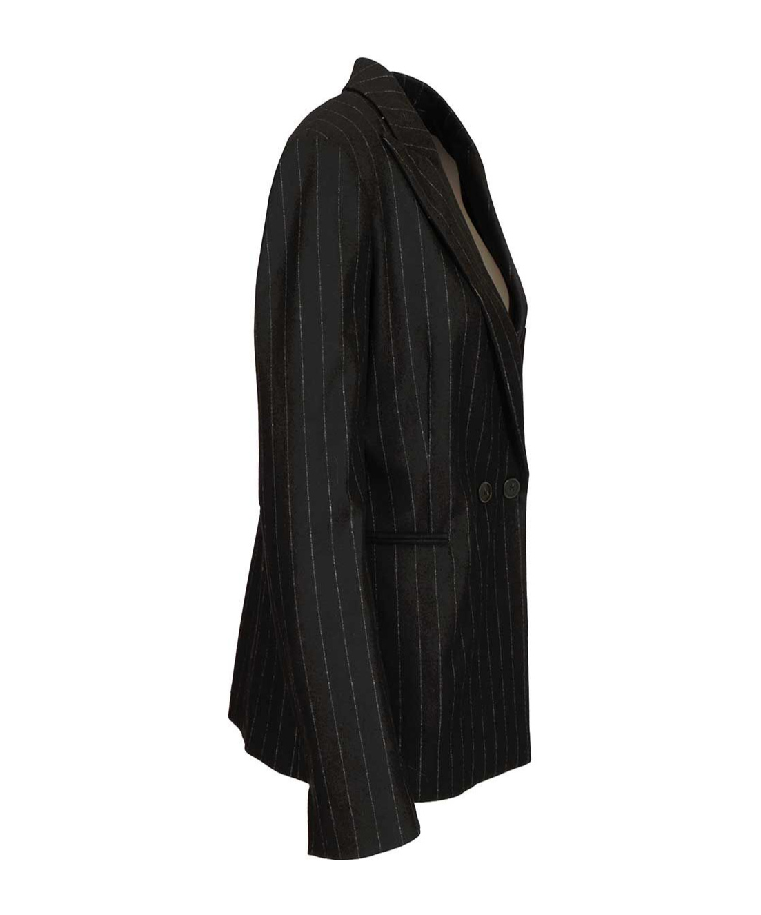 Forte Forte Pinstripe Double-breasted Blazer In Black