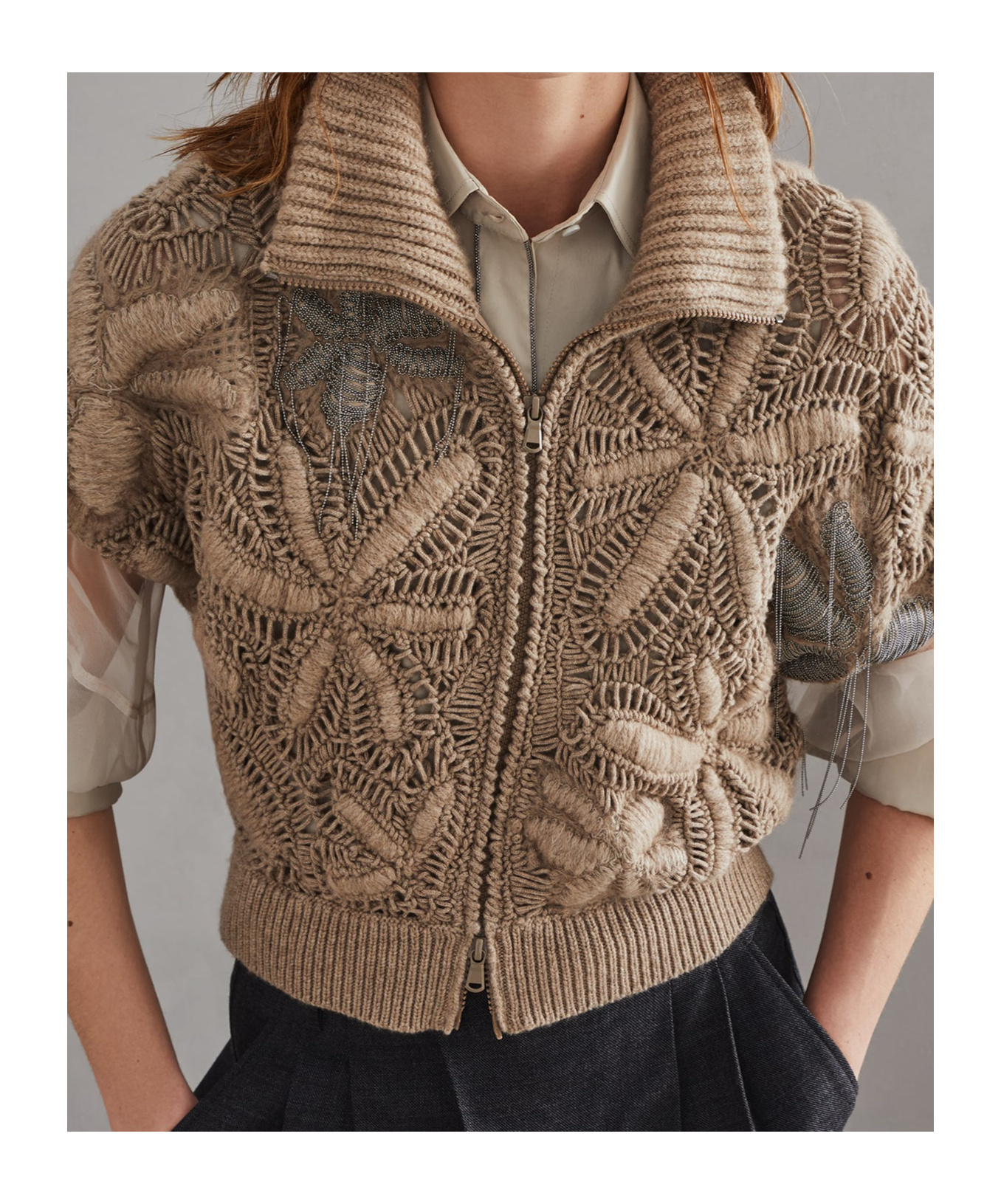 Brunello Cucinelli Cashmere Cardigan In Brown