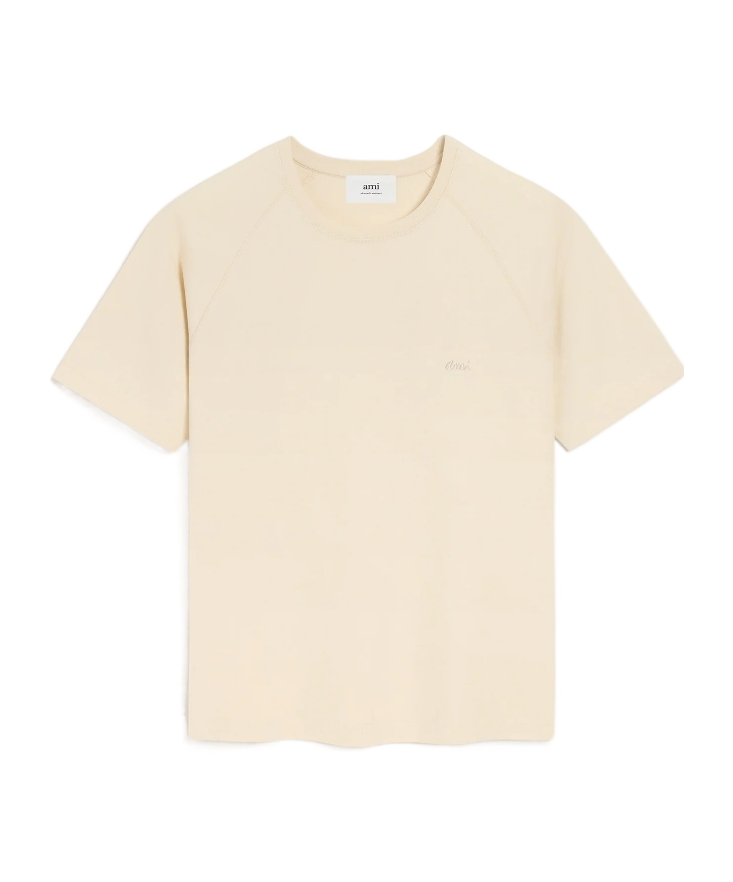 Ami Alexandre Mattiussi Classic Round Neck T-shirt With Subtle Logo Detail In Neutral