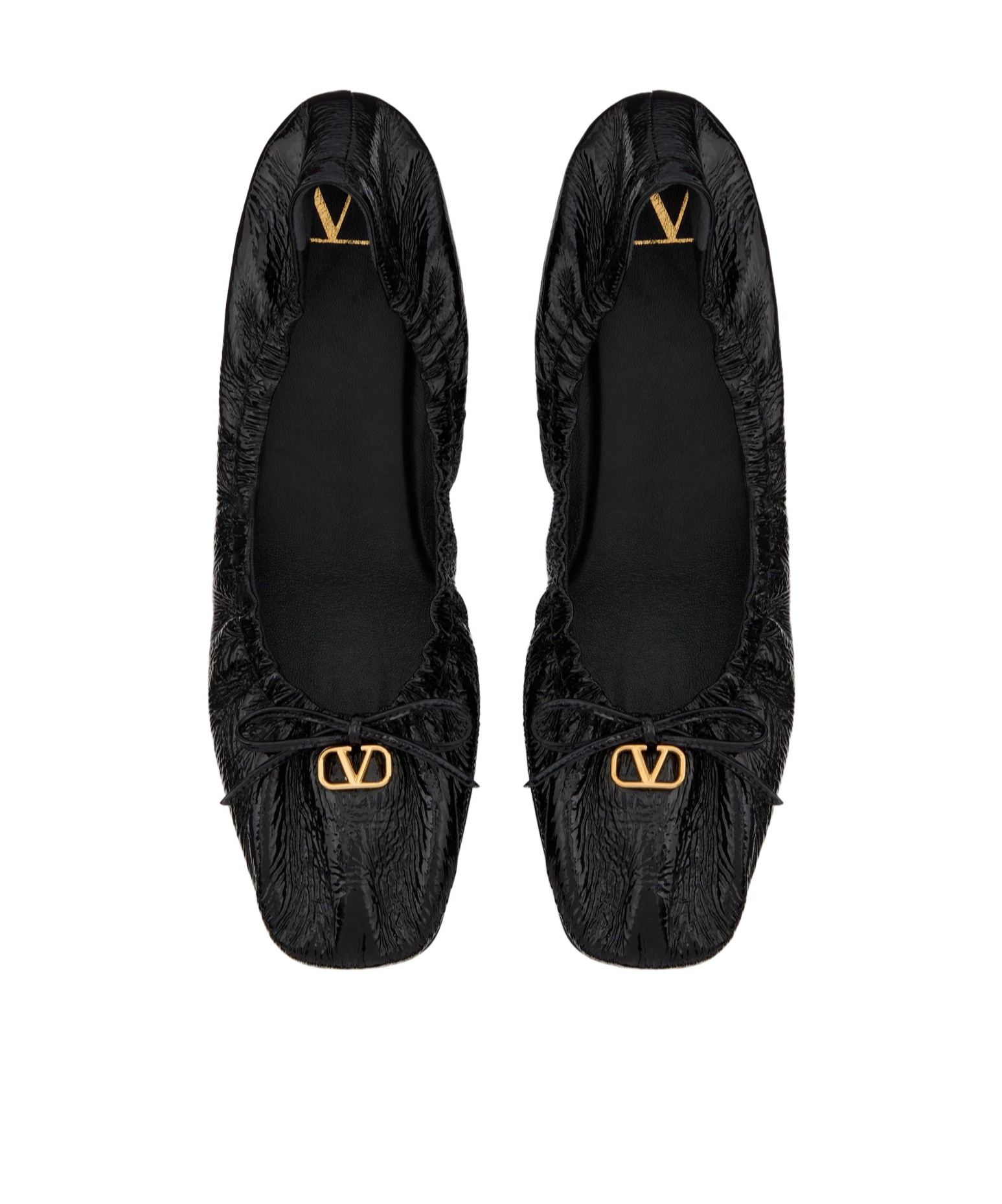 Valentino Vlogo Signature Ruched Slip-on Ballerina In Black