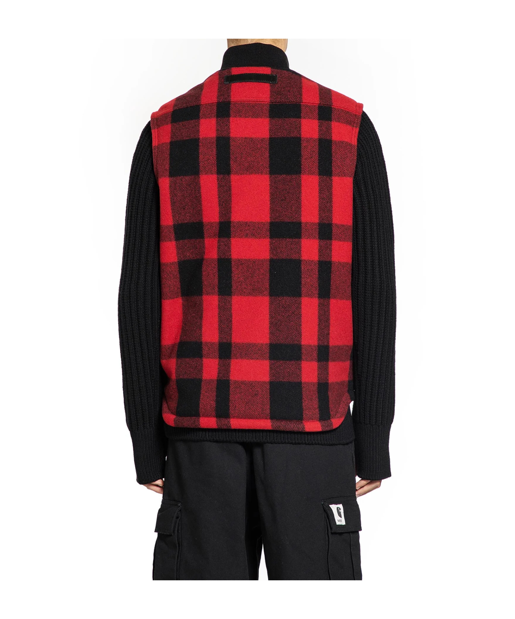 Junya Watanabe Check Pattern Sleeveless Jacket Pockets In Black