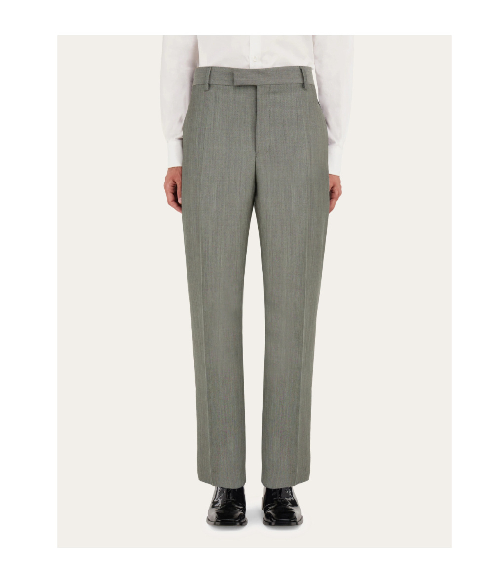 Ferragamo Flat Front Tailored Trouser In Gray