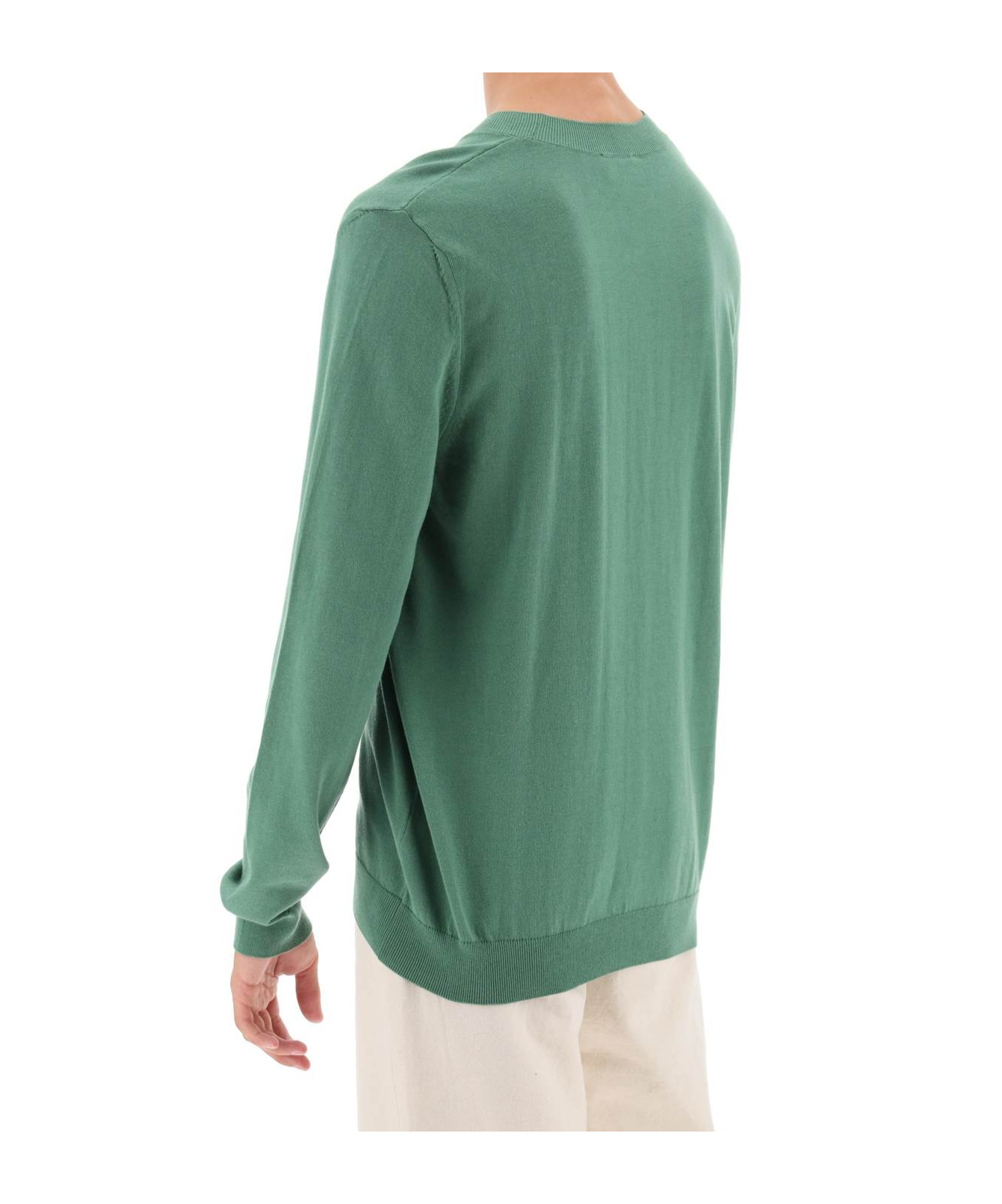 Apc A.p.c. Crew Neck Cotton Sweater In Green