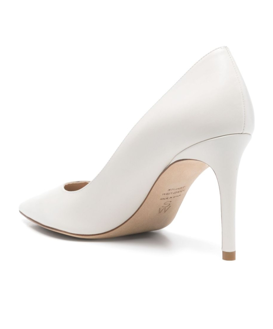 Stuart Weitzman Leigh 95 Leather Pump In White