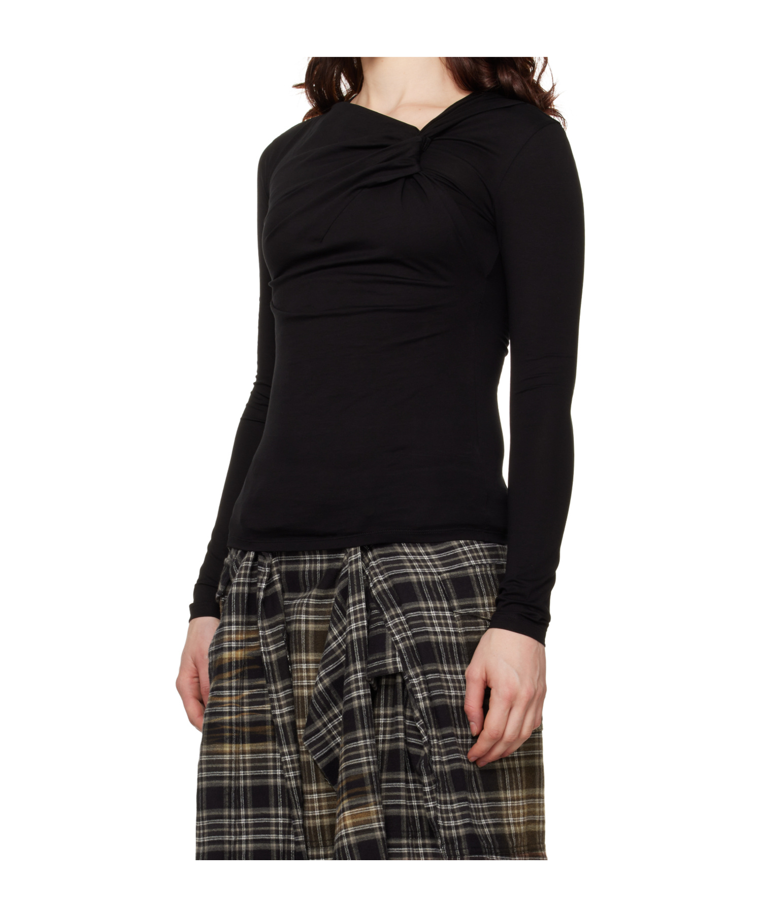 Juunj Black Twist Long Sleeve T-shirt In Black