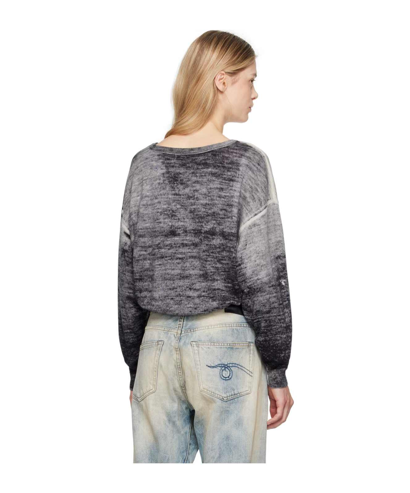 R13 Gray Gathered Hem Sweater In Gray