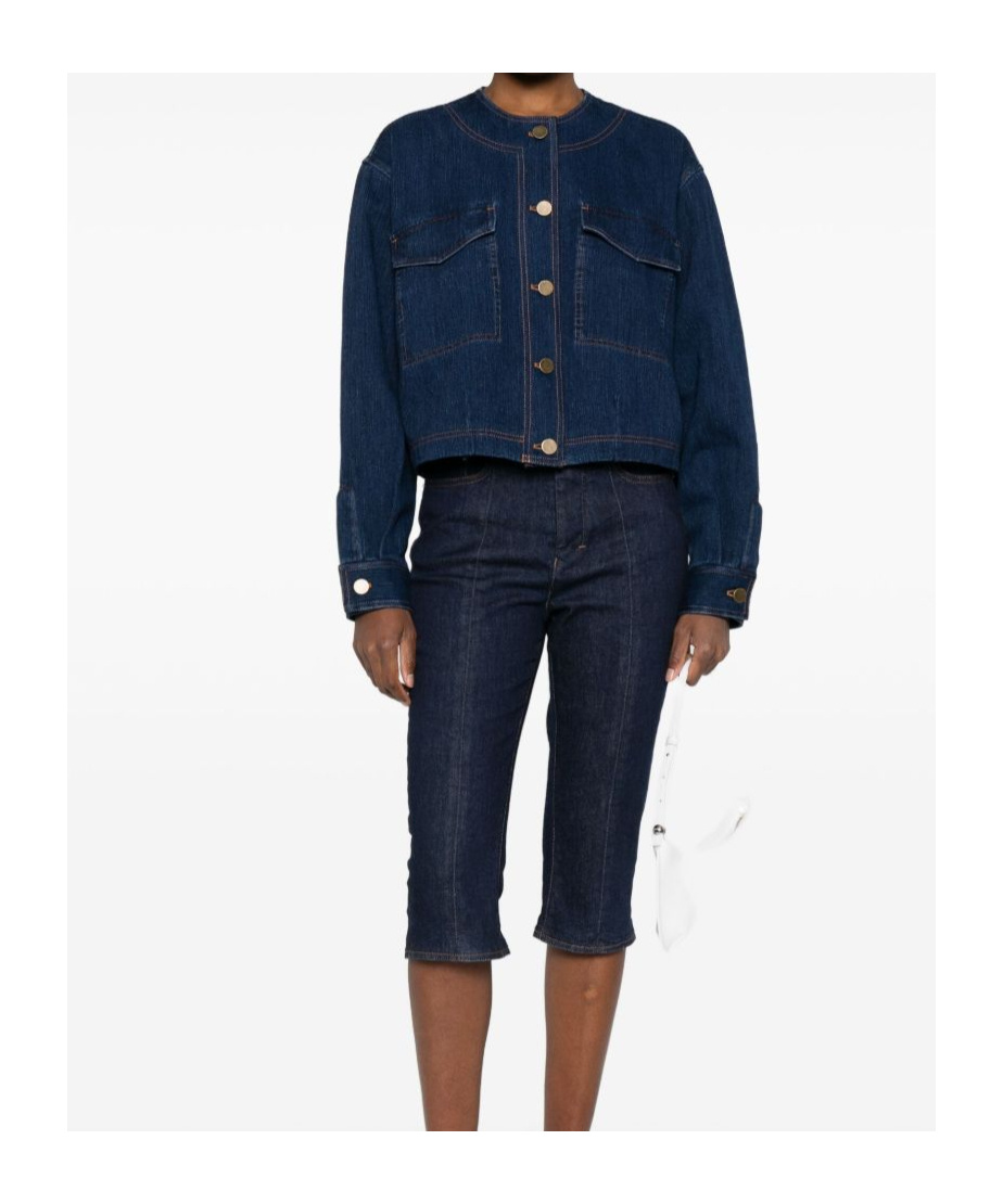 Forte Forte Cotton Overshirt With Chest And Patch Pockets In Blue