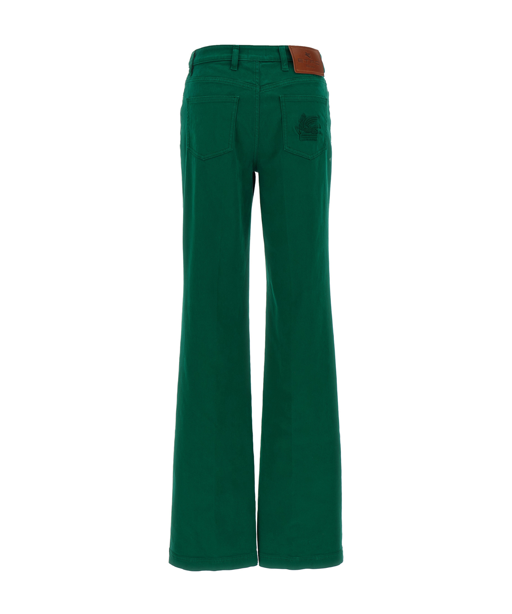 Etro Embroidered-logo Back-patch Trousers In Green