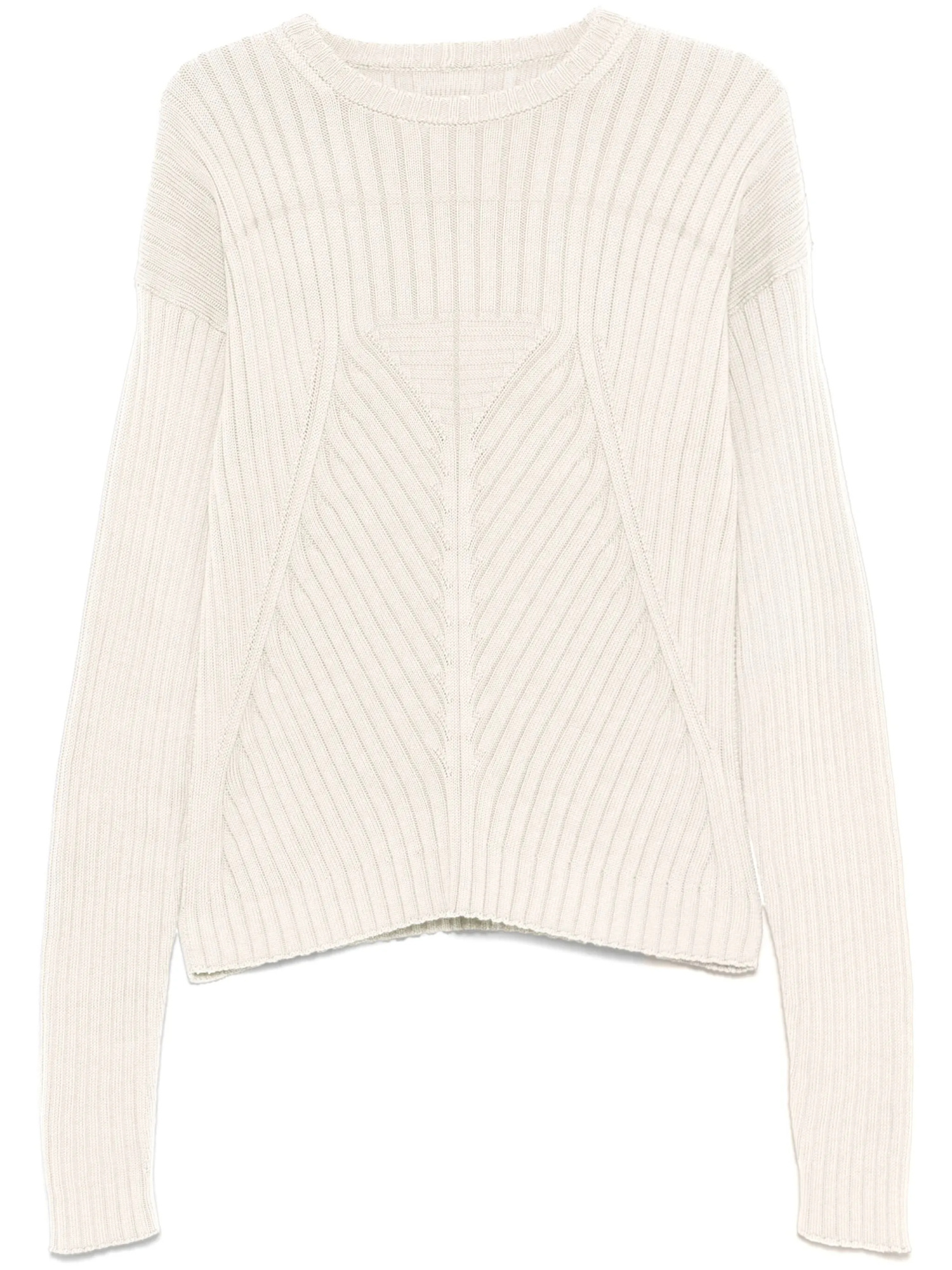 Rick Owens Textured Knit Sweater With Extra-long Sleeves And Straight Hem In White