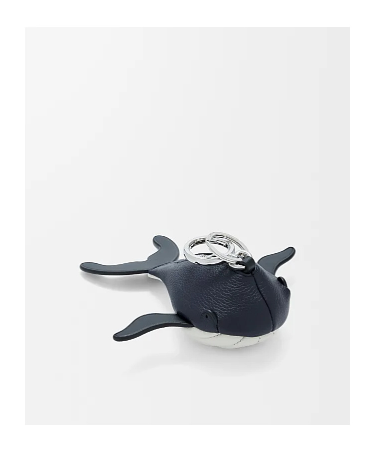 Loewe Classic Cowhide Leather Whale Charm In Black