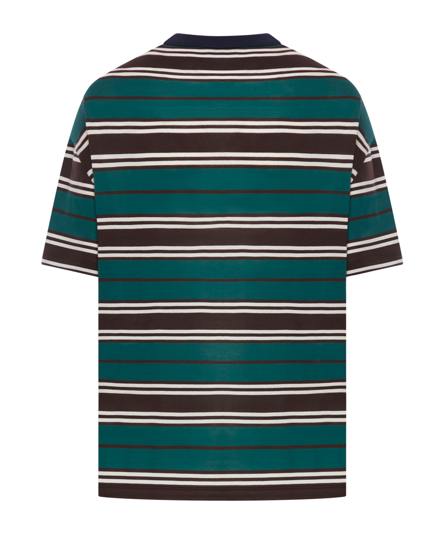 PRADA PRADA LOGO PATCH STRIPED CREWNECK T-SHIRT