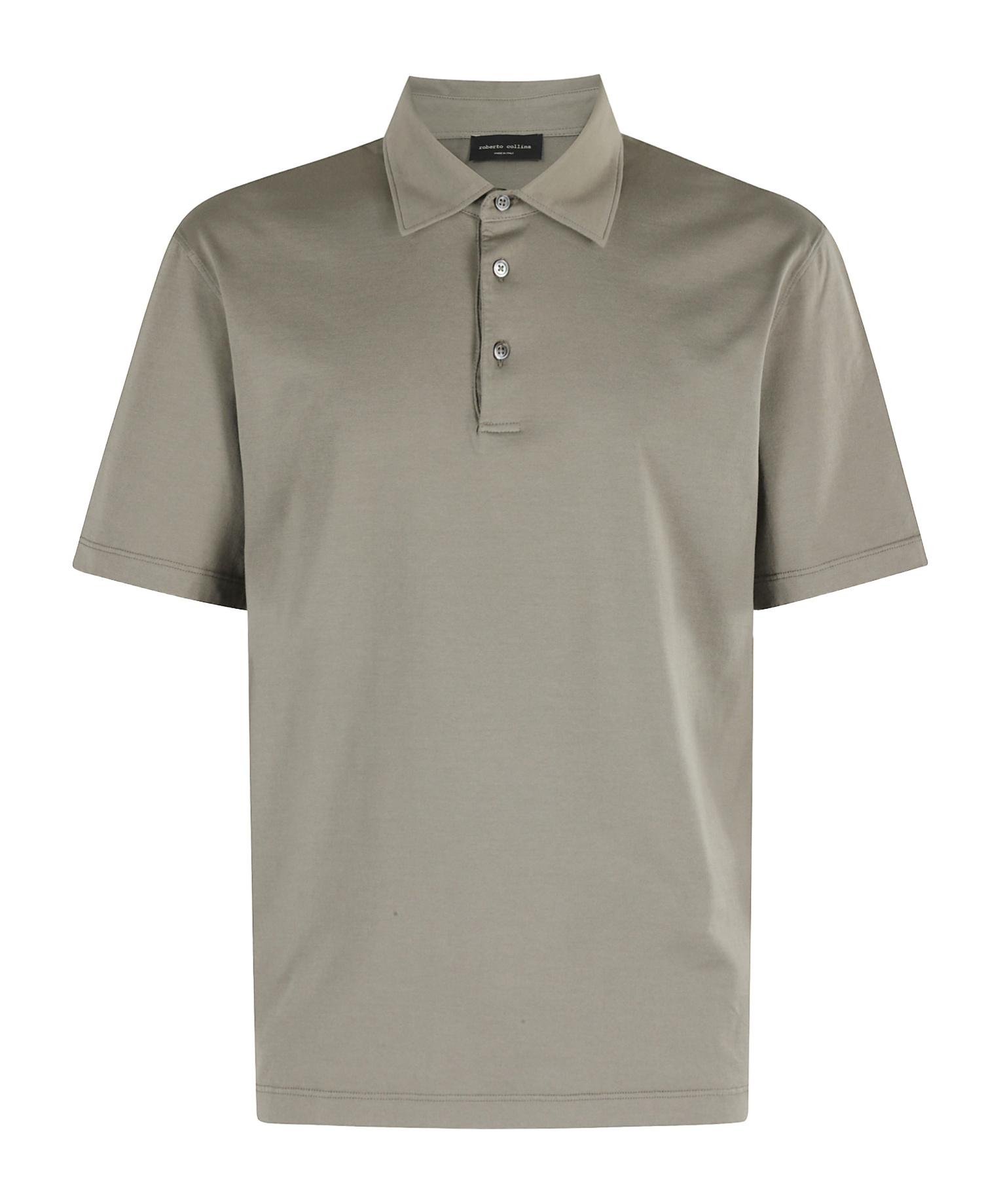 Roberto Collina Military Green Polo Shirt With Buttoned Collar In Gray