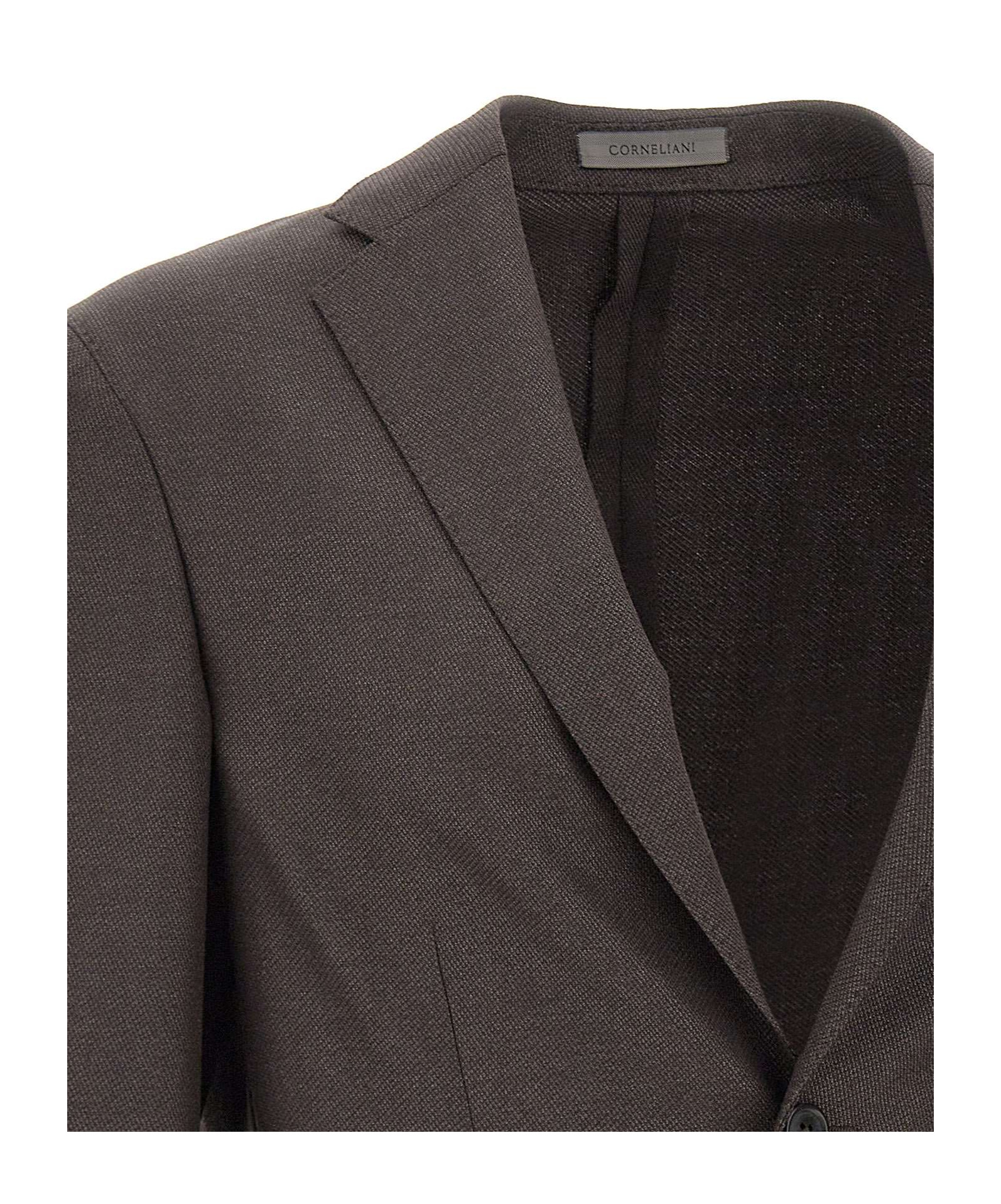 Corneliani Textured Narrow-lapels Blazer In Brown