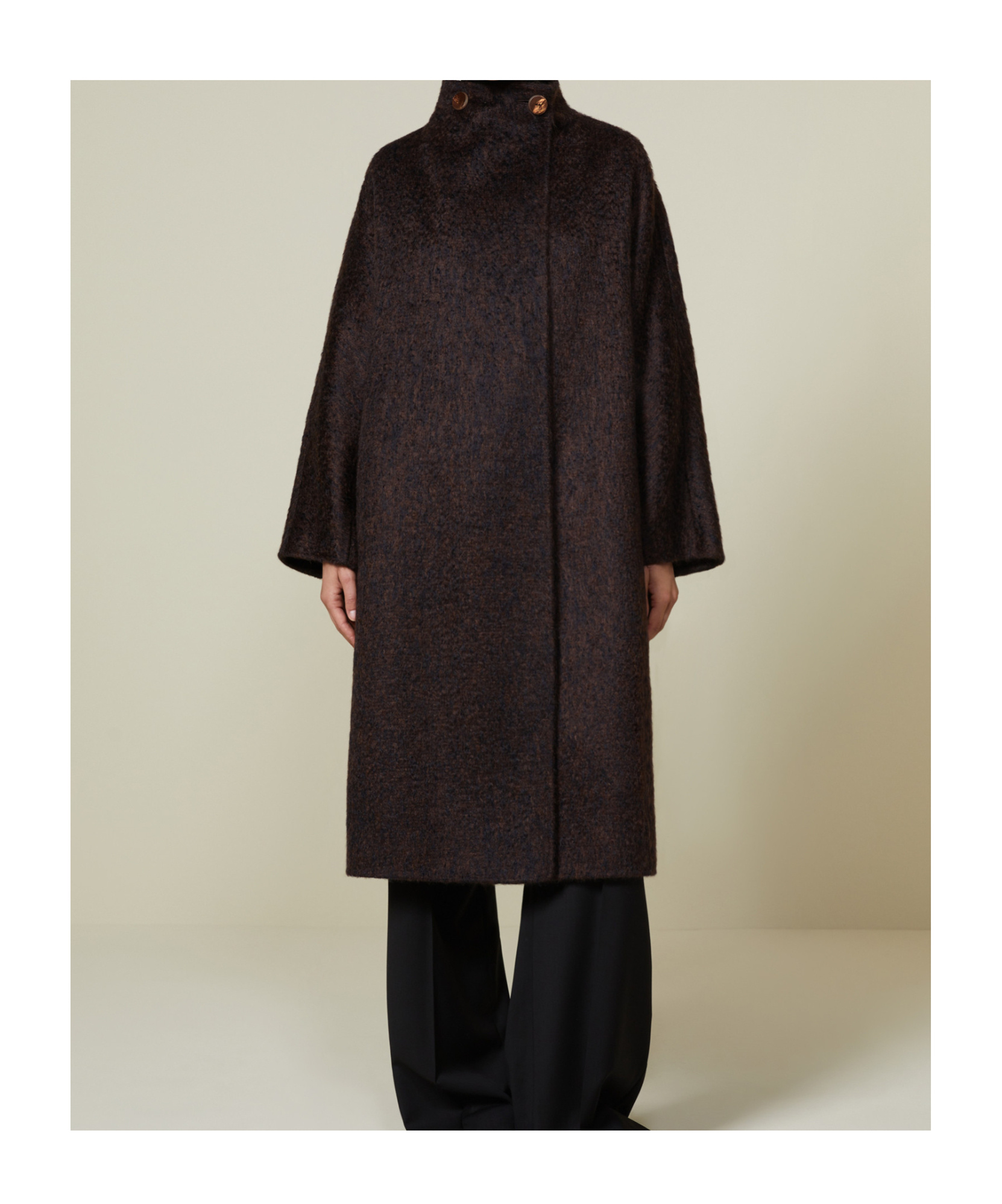 Max Mara Mohair And Zibeline Cashmere Coat In Brown
