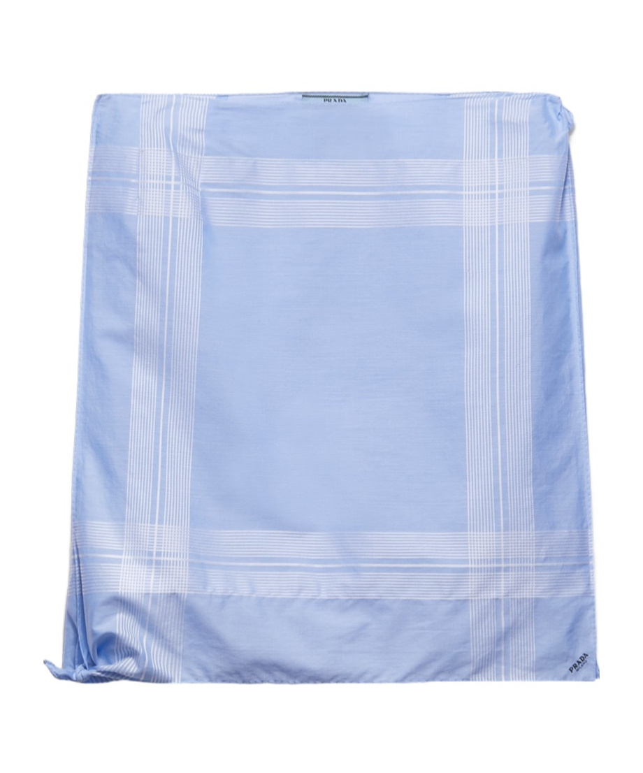 Prada Checked Cotton Mini Skirt In Light Blue