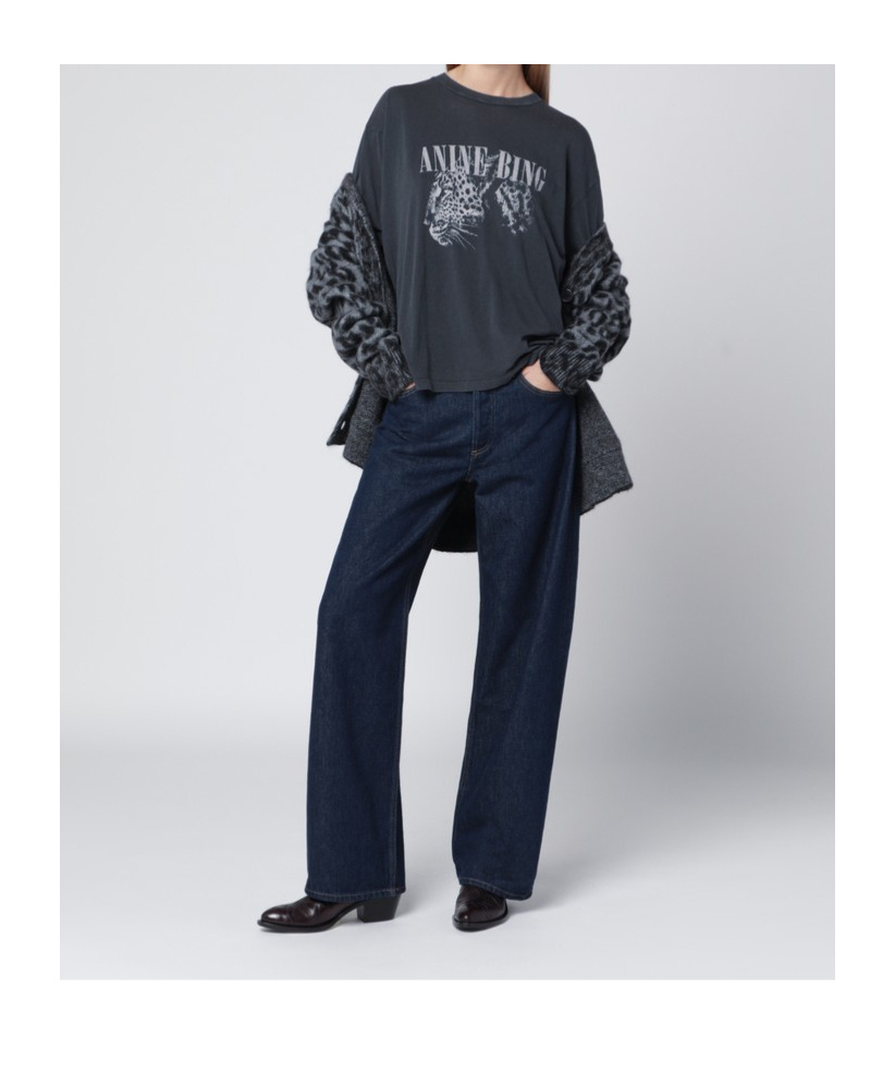 Anine Bing Crew Neck T-shirt In Black