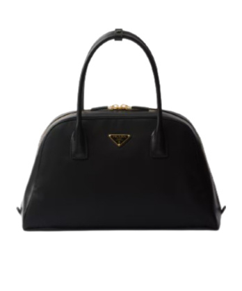 Prada Large Re-nylon And Leather Top-handle Bag In Black
