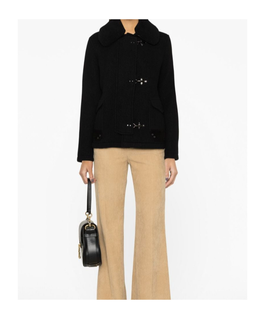 Fay Faux-fur Collar Wool Jacket In Black