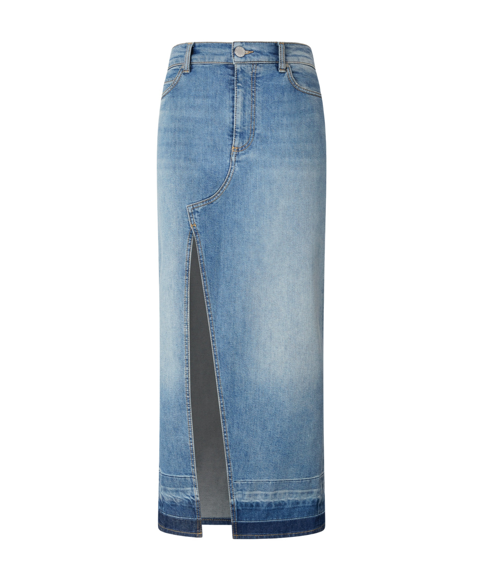 Shop Pinko Denim Maxi Skirt In Blue