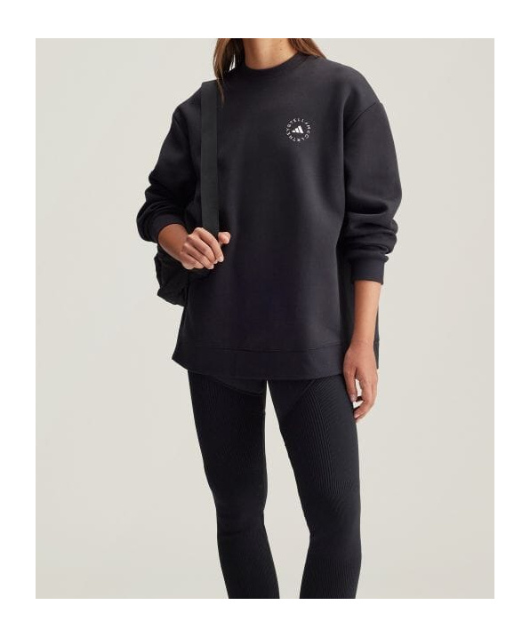 Adidas By Stella Mccartney Logo-print Organic-cotton Sweatshirt In Black