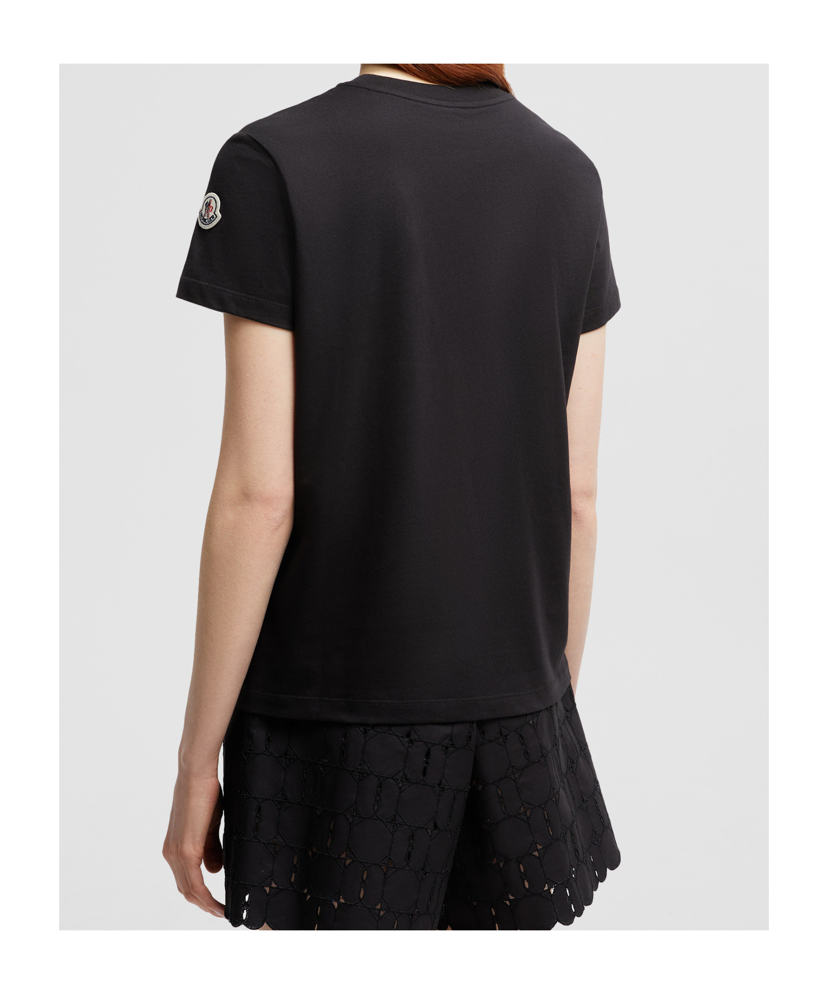 Moncler Embroidered Logo Cotton T-shirt In Black