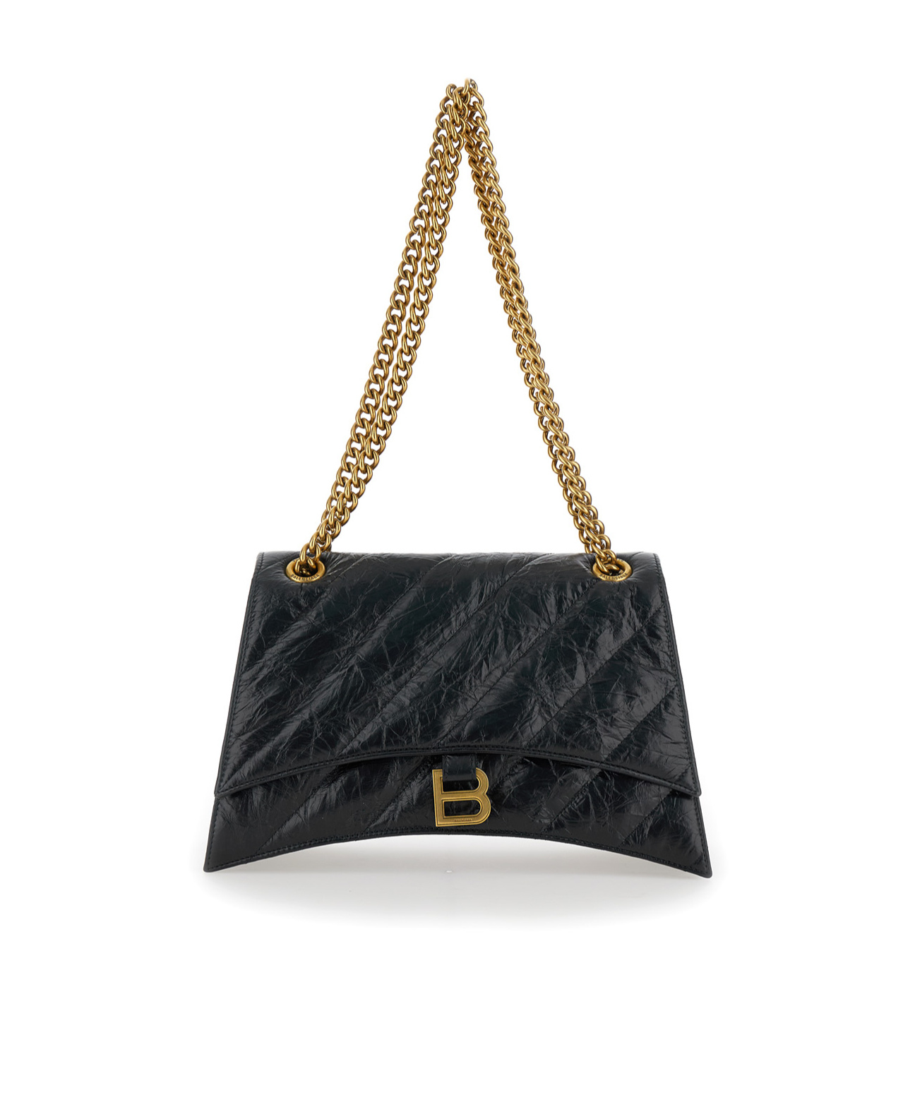 Balenciaga Leather Shoulder Bag With Frontal Monogram In Black
