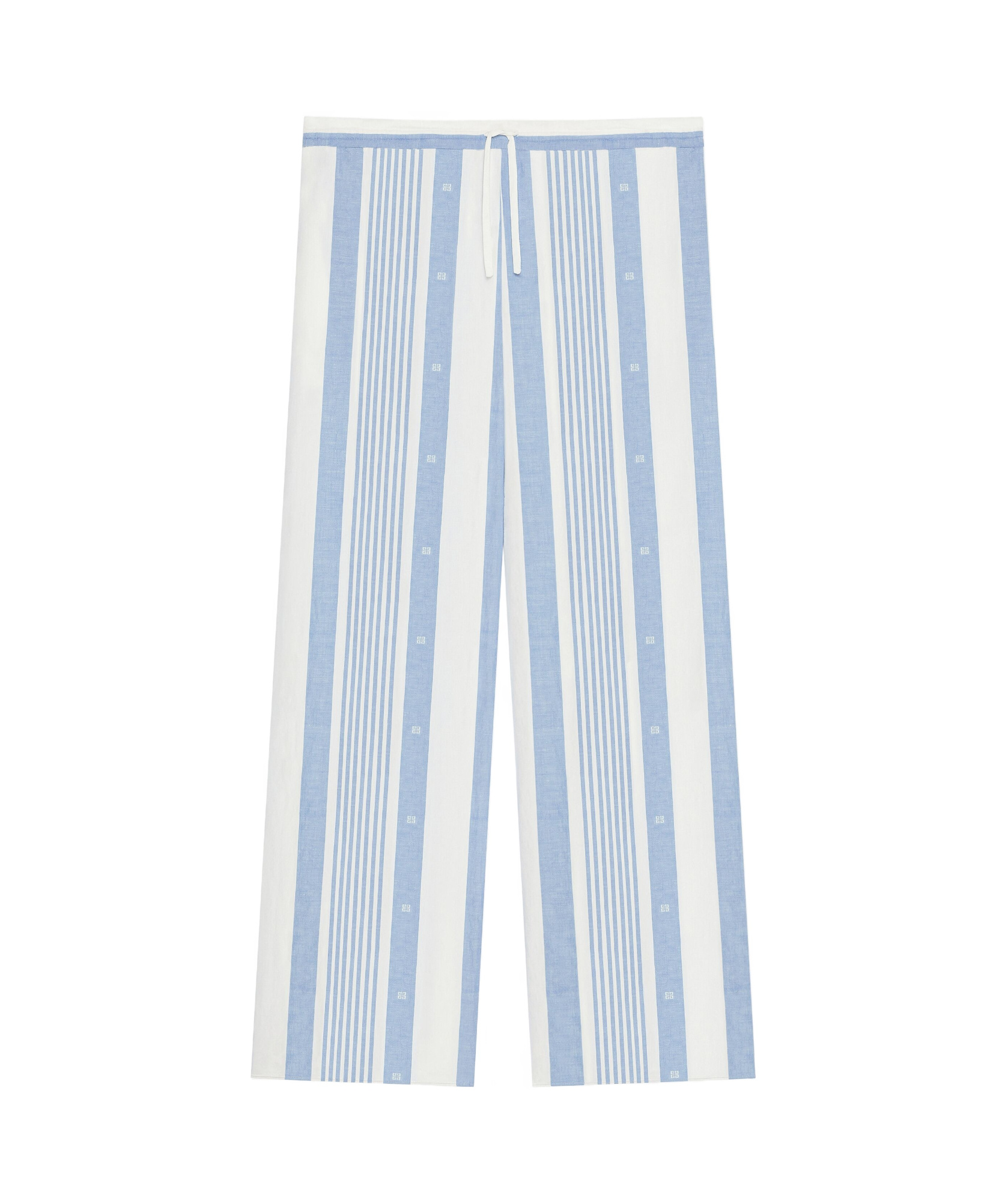 Givenchy 4g Striped Cotton And Linen Wide-leg Pants In White