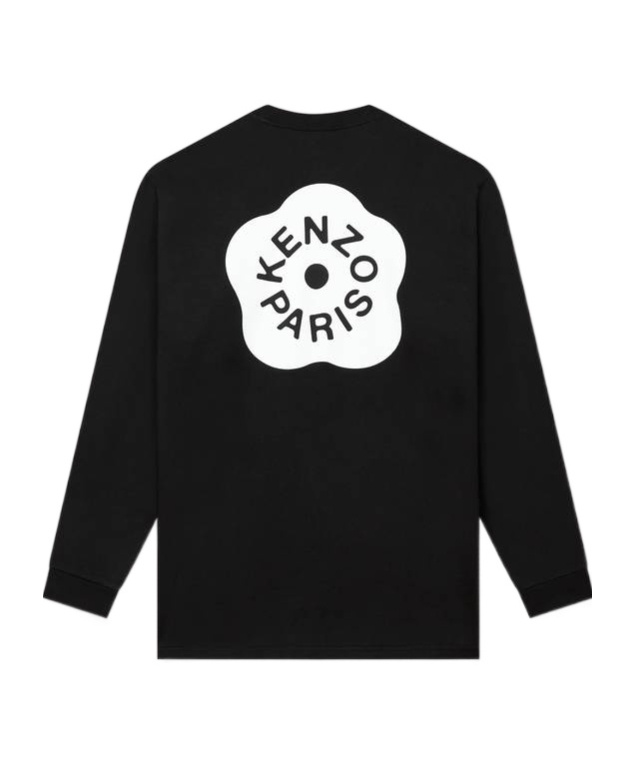 Kenzo Crew Neck Graphic Print Long Sleeves T-shirt In Black