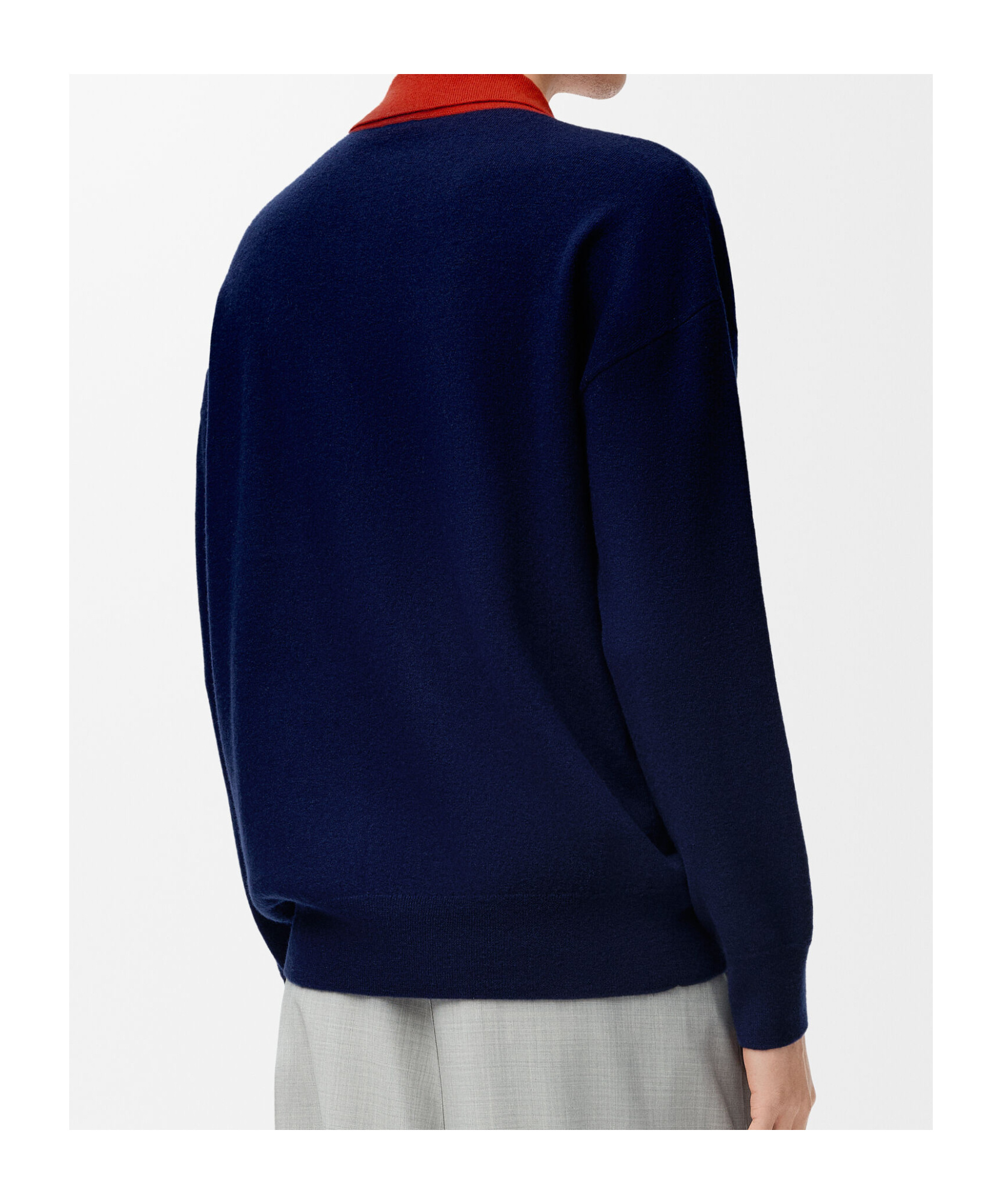 Loewe Wool Cardigan With Chest Pocket And Collar In Blue