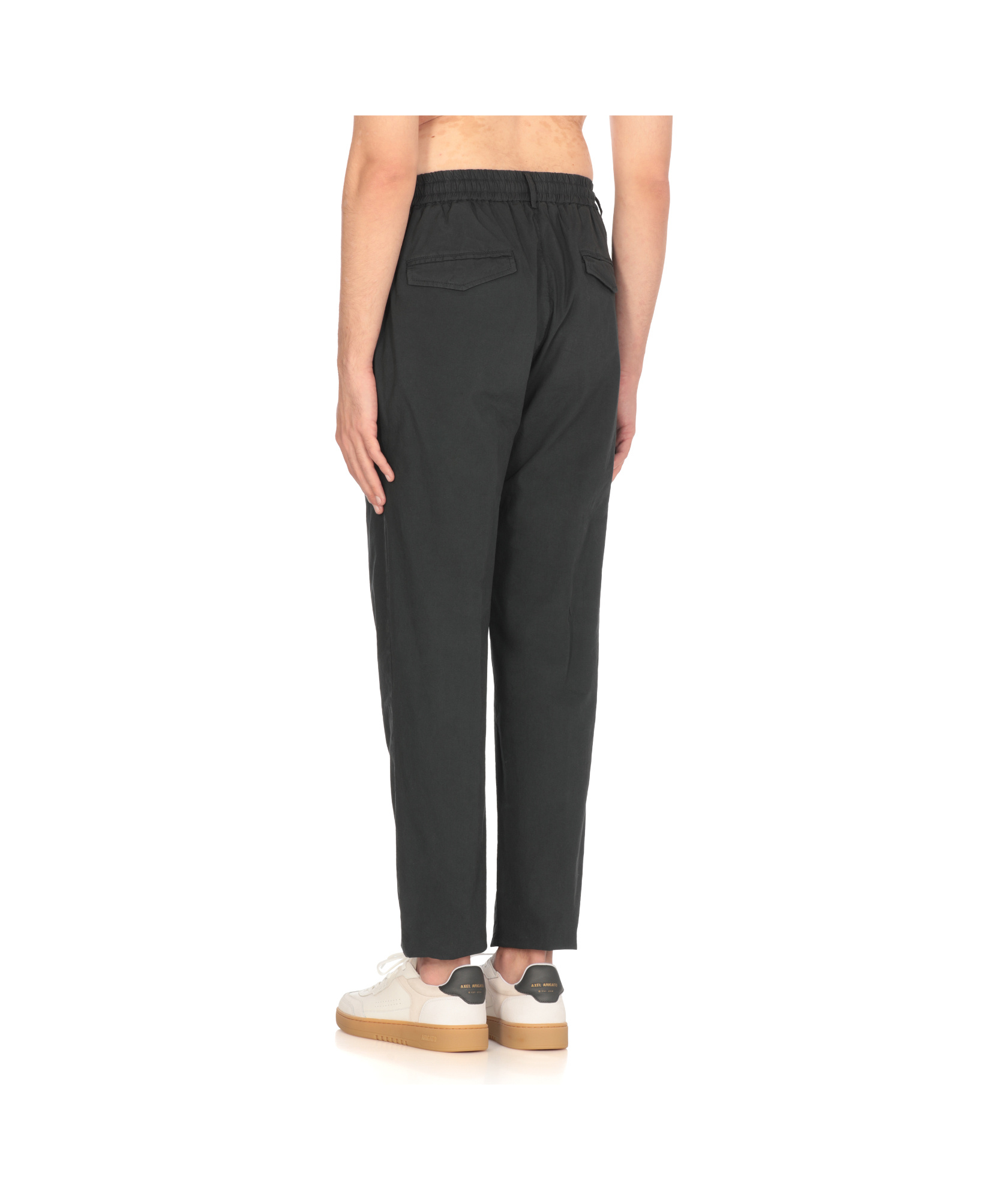 Peserico Straight Cotton Trousers Elastic Waist In Blue