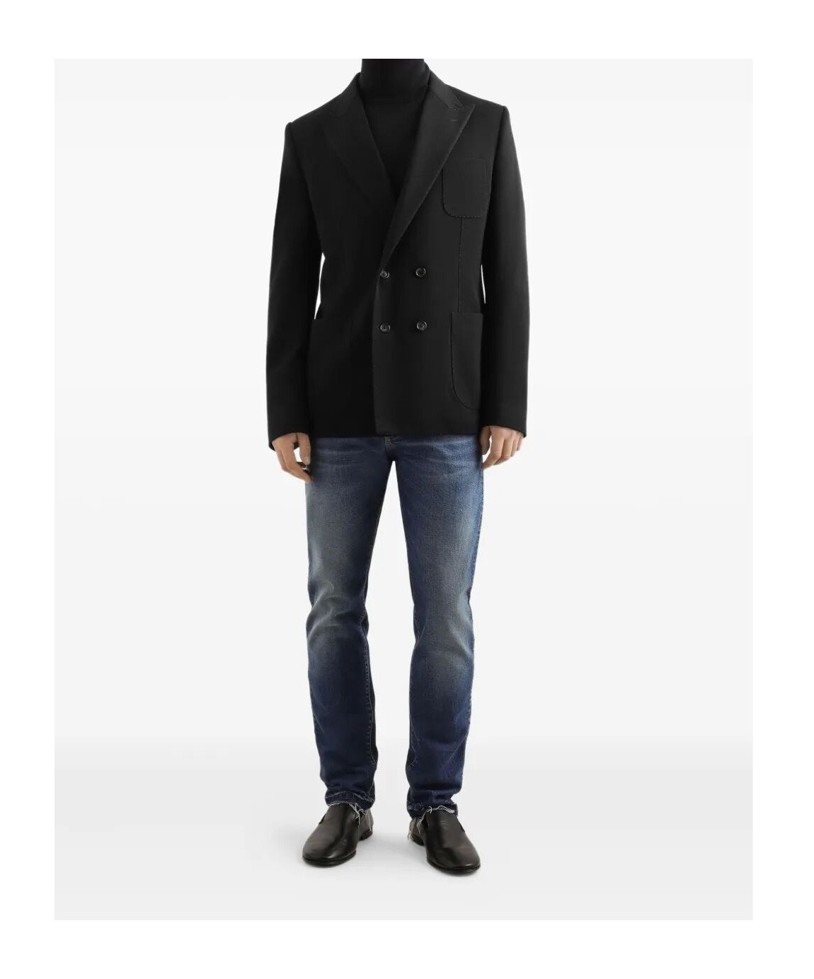 Dolce & Gabbana Double-breasted Wool Blazer Clothing In Black
