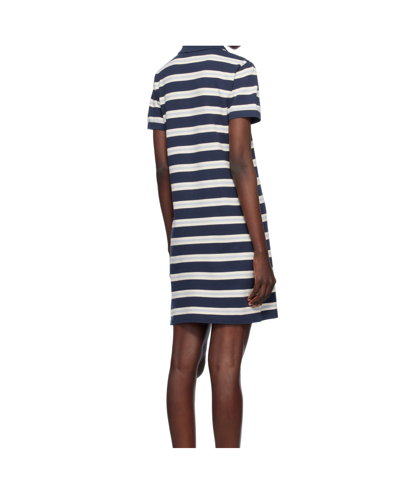 Maison Kitsuné Navy Baby Fox Patch Multi Stripes Polo Minidress In Neutral
