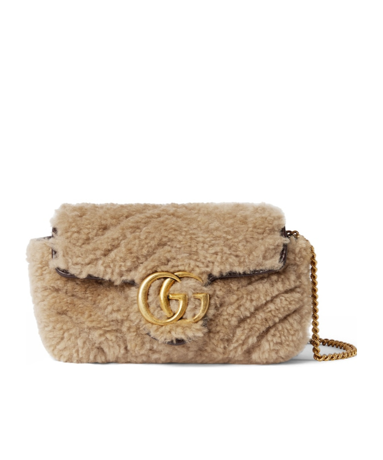 Shop Gucci Mini Gg Marmont Bag In Nude
