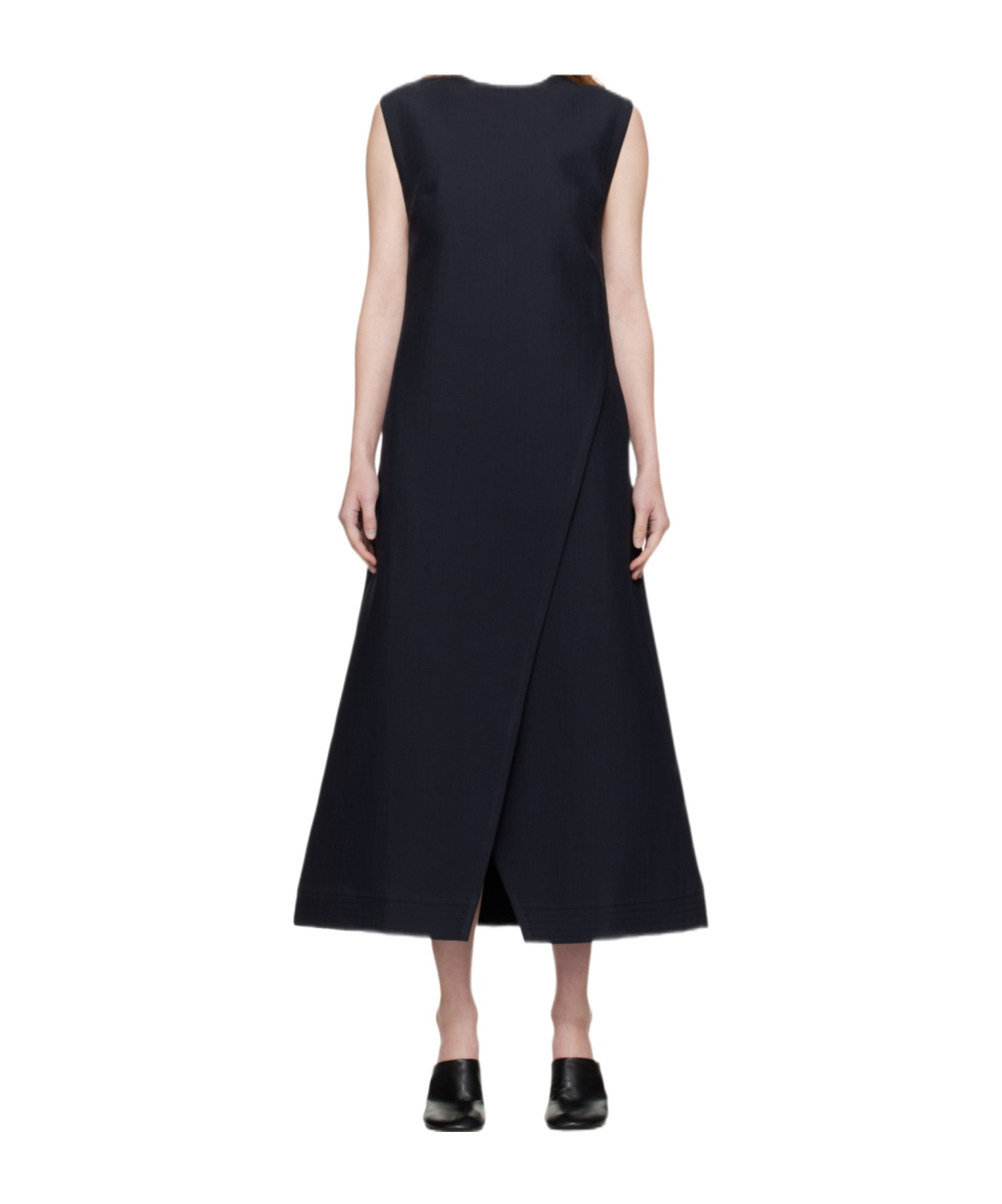 Studio Nicholson Navy Corus Midi Dress In Blue