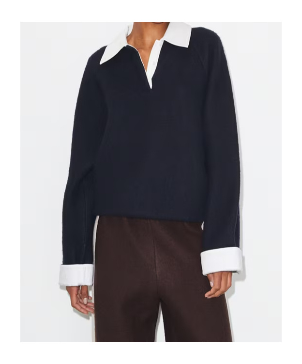 Tory Burch Rugby Polo Top In Blue