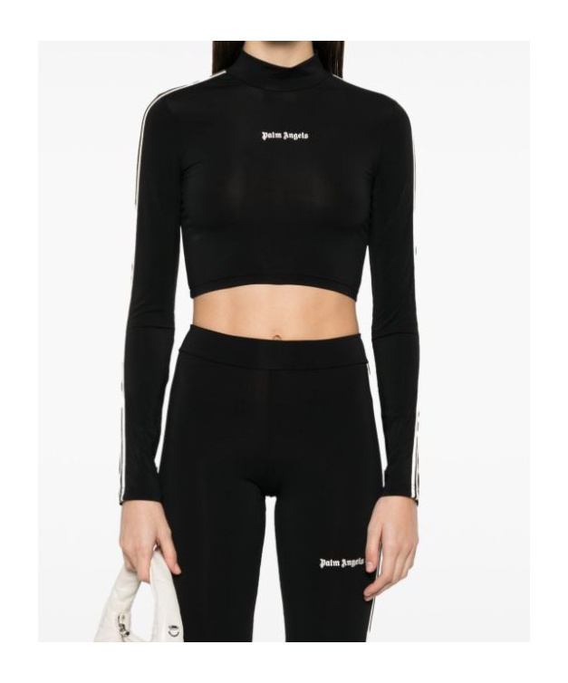 Shop Palm Angels Logo-embroidered T-shirt In Black