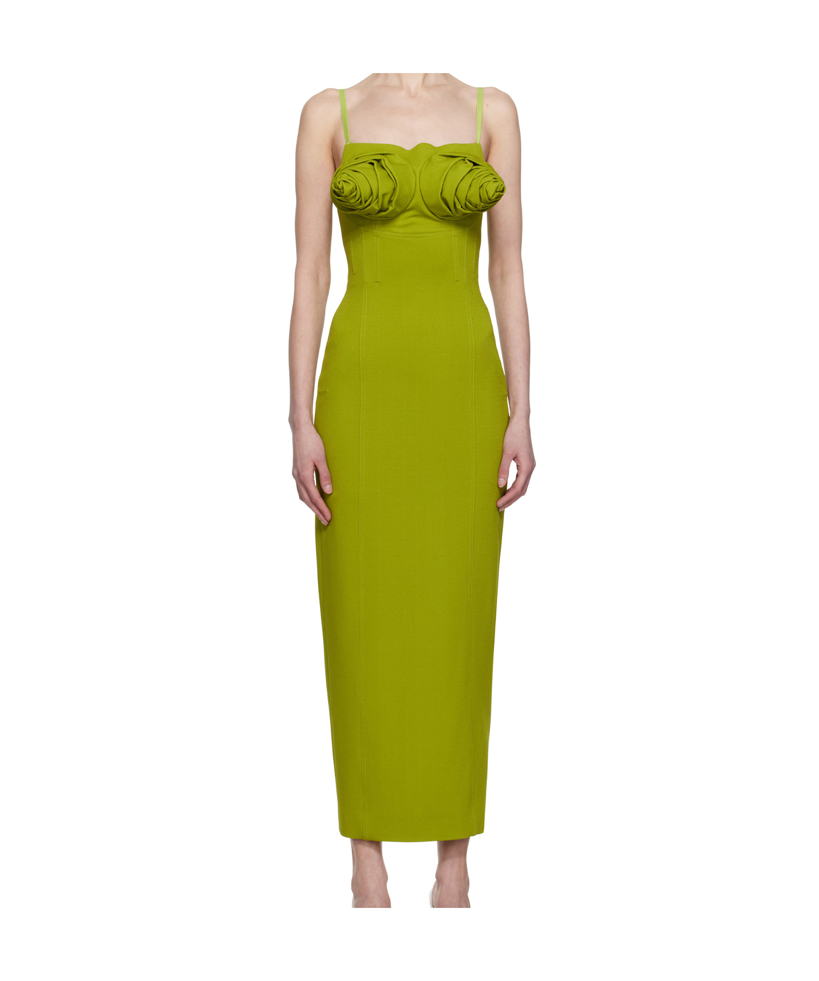 Shop Jean Paul Gaultier Rose-embellished Midi Dress In Green