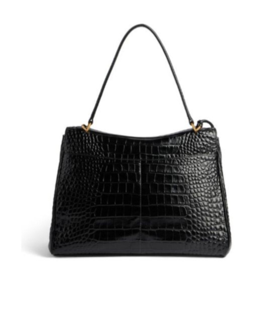 Balenciaga Women`s Medium Rodeo Crocodile Embossed Bag In Black In Black