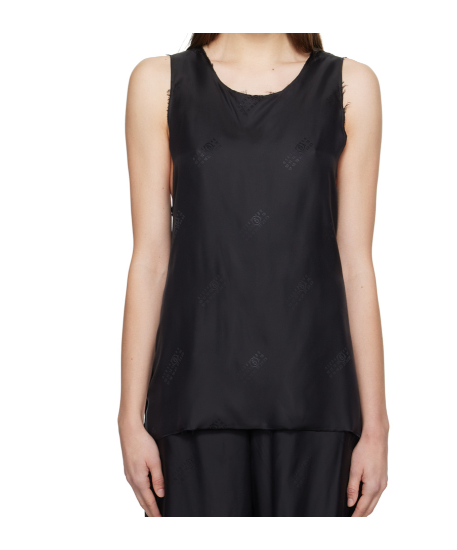 Mm6 Maison Margiela Numbers Motif-print Panelled Tank Top In Black