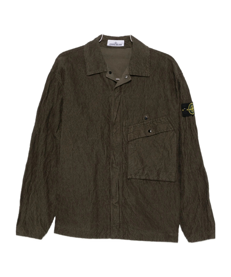Stone Island Ribbed Corduroy Shirt Jacket In Brown