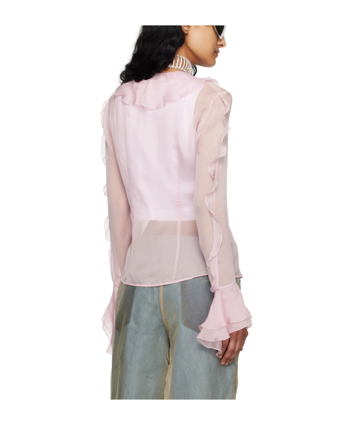 Blumarine Pink Ruffle Blouse In Pink