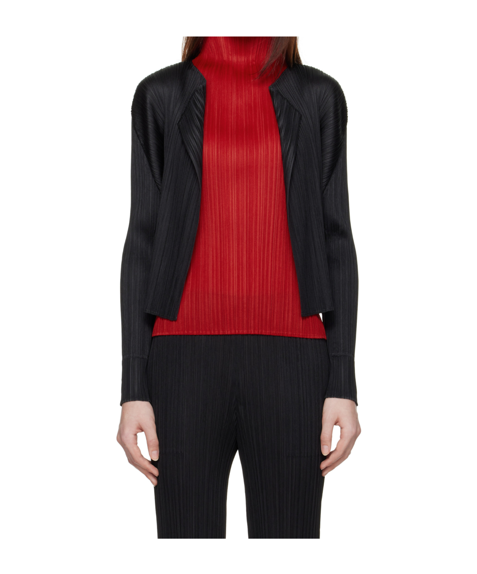 Issey Miyake Technical-pleated Cardigan In Black