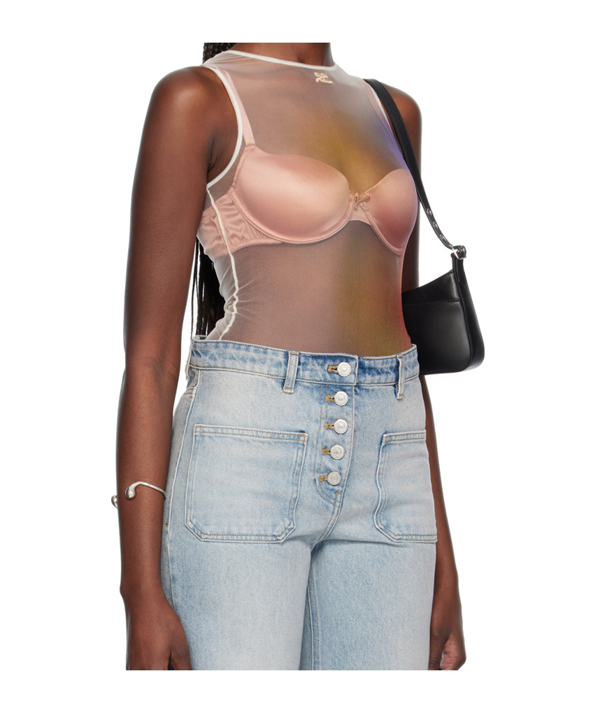 Shop Courrèges Aura Tulle Bodysuit