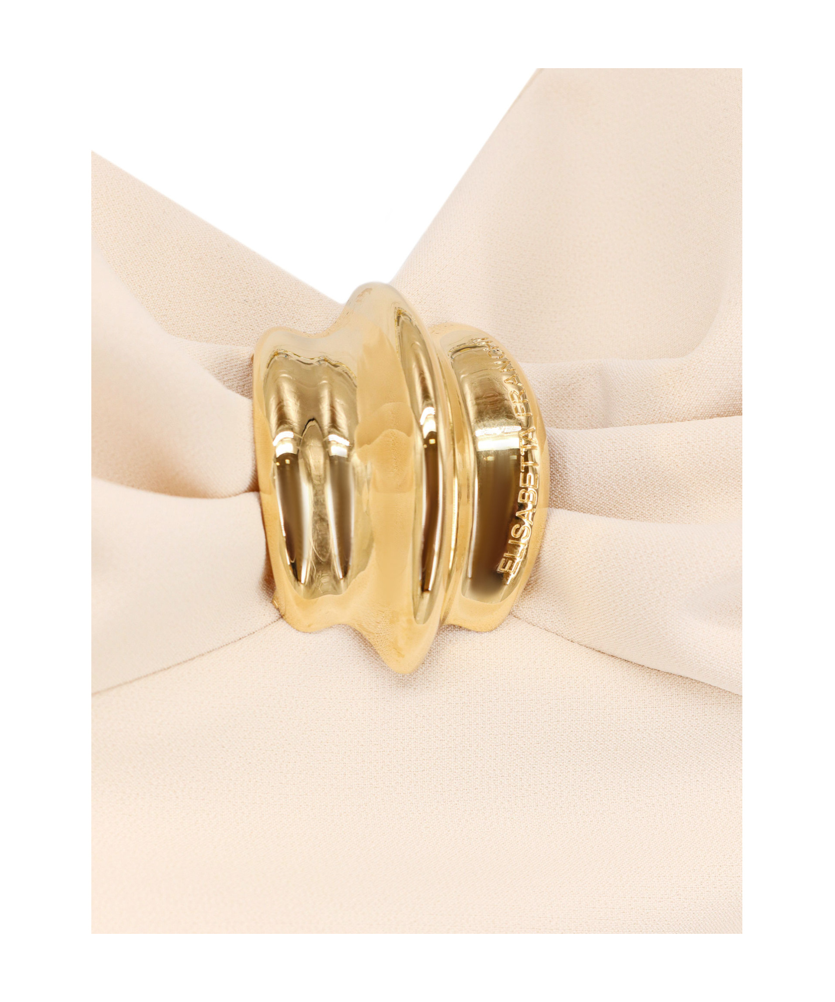 Elisabetta Franchi Midi Dress With Gold Metal Detail In White