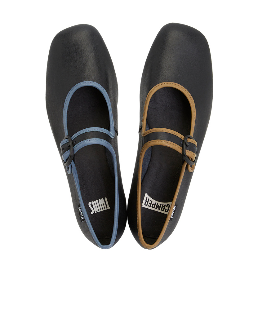 Camper Twins Flat Ballet Shoes In Black